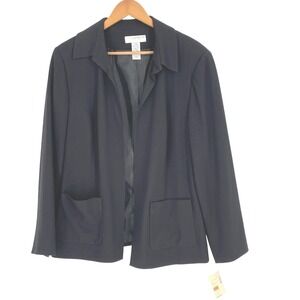 Sag Harbor Stretch Woman Black Open Front Blazer Jacket Plus Size 16W NWT